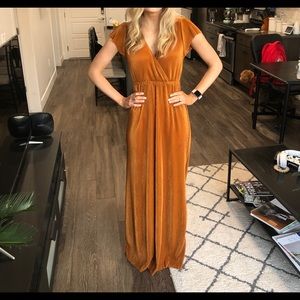Athena Saffron Pleated Maxi Dress